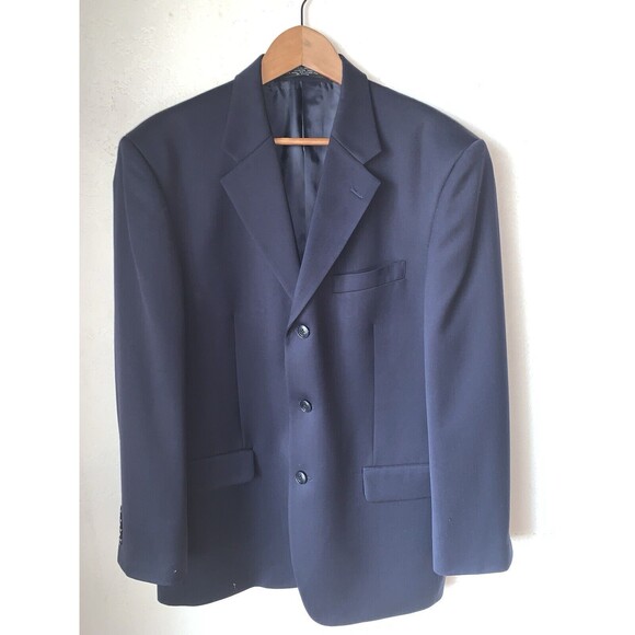 Jones New York Wool Blazer Jacket Mens 42R Blue Padded 3 Button Single Breasted - Picture 1 of 8